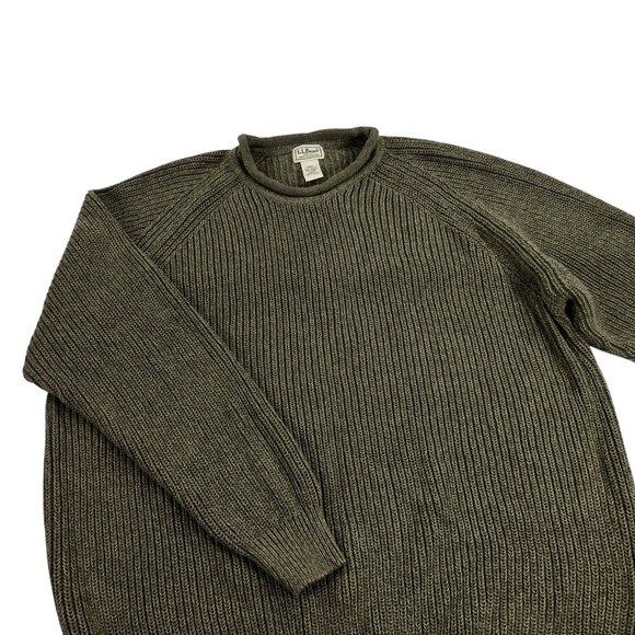 LL Bean Roll Neck Sweater Mens Size XXLT Tall 100% Cotton Heather Green - Picture 4 of 7